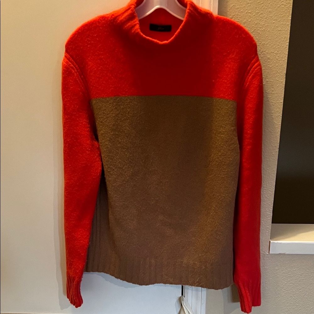 J. Crew Deep Orange and Brown Crewneck Sweater
